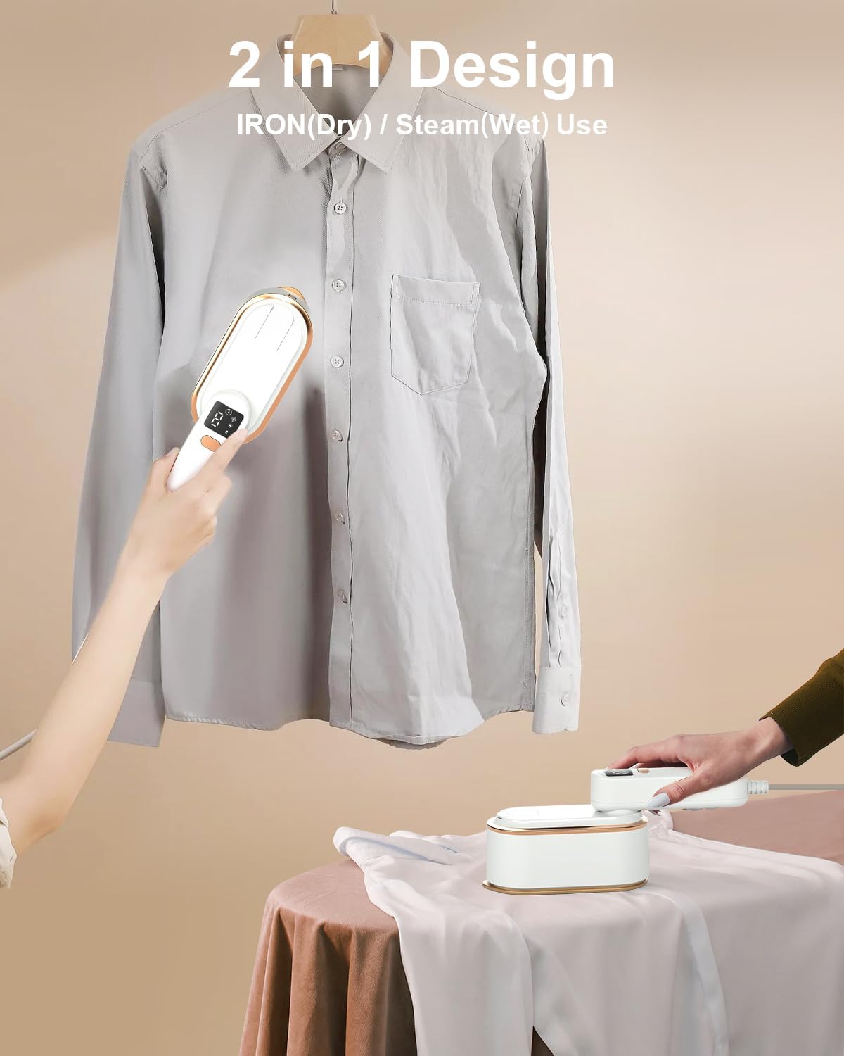 Birchmont Travel Steamer Iron for Clothes - 1200W Handheld Size Portable Travel Steamer, 1.8 pounds, White
