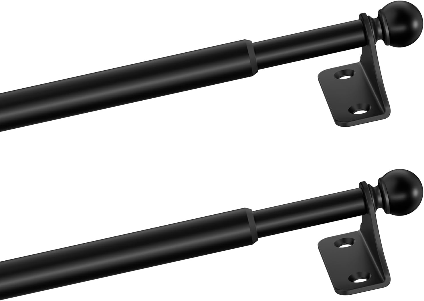 Aldernest 2 Pack French Door Curtain Rod, Cafe Curtain Rods Adjustable 18-30In Black