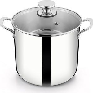 Barleyfield 8QT Stainless Steel Stock Pot with Lid, Induction Cooking Pot, Silver