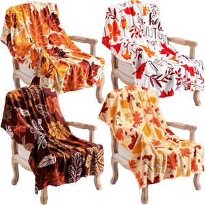 Brackenly 4 Pcs Fall Throw Blanket, Leaves Maple Flannel Throw 40 x 50 Inch, 3.1 pounds