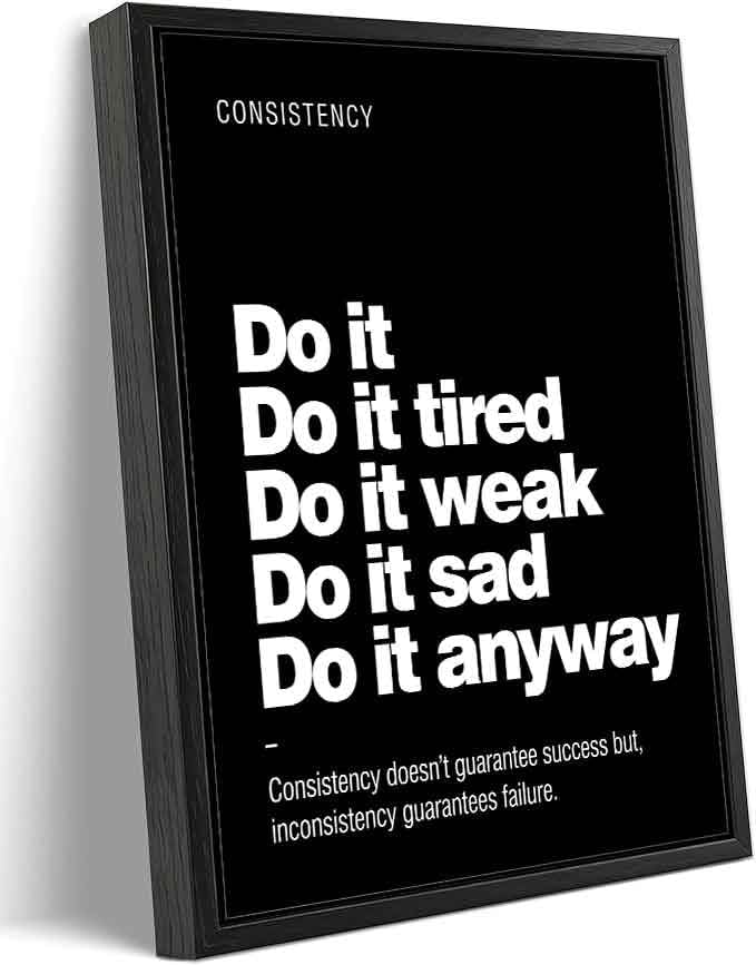 Aldernest Motivational Wall Art, Do It Anyway Quote, Black Framed Decor, 12x16in, Consistency