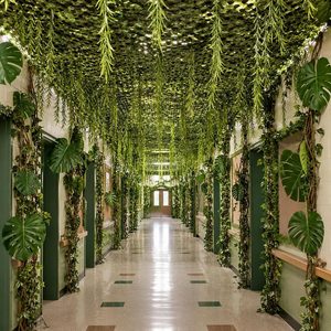 Aldernest 84-Piece Jungle Party Decorations, 10 x 13 ft Rainforest Backdrop with Faux Vines, Willow vines