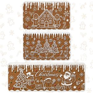 Aldernest 3 Pcs Christmas Kitchen Rugs and Mats Set, Non Slip Floor Mats, 3.3 pounds, 17 x 29 inches, 17 x 47 inches, Brown, Icing White