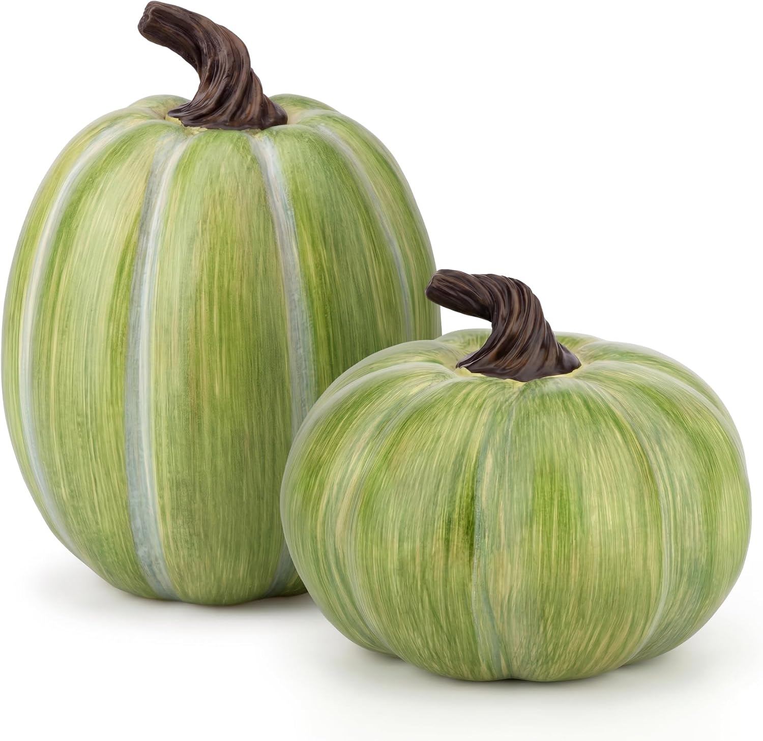 Aldernest 2 Pcs Artificial Green Resin Pumpkin Decor Autumn Figurine