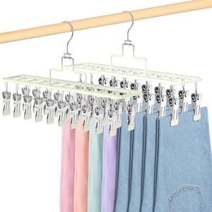 Ashenby Pants Hangers with Clips – 2 Pack Holds 20 Pants, Non-Slip Space Saving, Beige