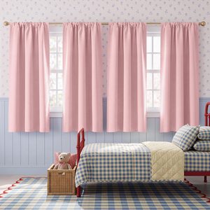 Birchmont 4 Packs Blush Pink Blackout Curtains 63 inch Length for Girls Room, 3.3 pounds, 37"W x 63"L (Pack of 4)