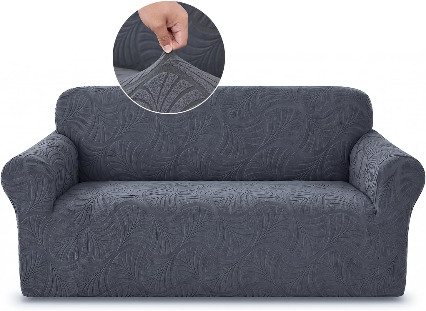 VelloHome Sofa Slipcover - Stretch 1 Piece Couch Covers for 2 Cushion Sofa Jacquard Washable Sofa Covers with Elastic Bottom Anti Slip Pet Friendly