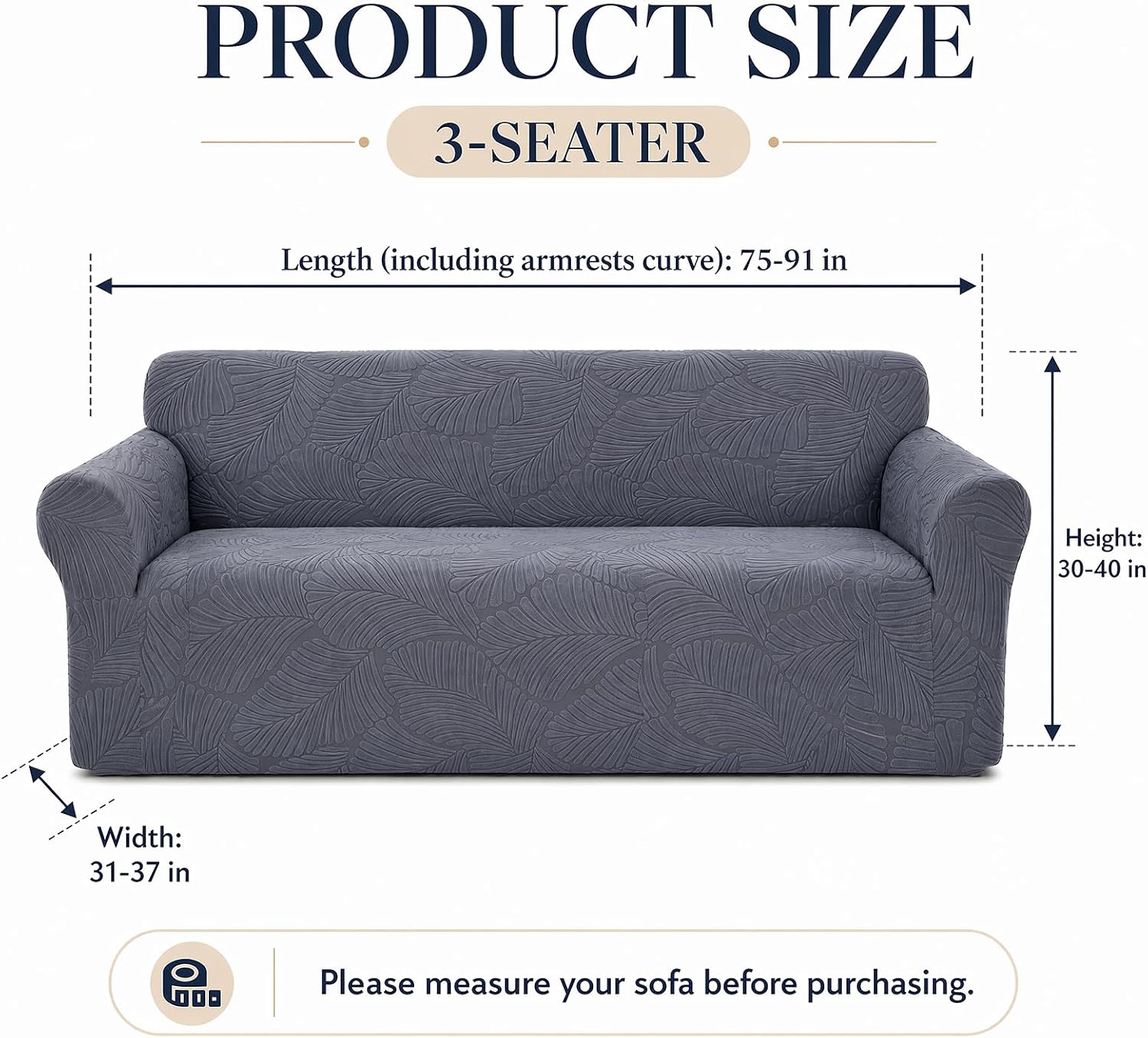 VelloHome Sofa Slipcover - Stretch Couch Covers for Sofa Jacquard Washable Sofa Covers with Elastic Bottom Anti Slip Pet Friendly Couch Slipcovers