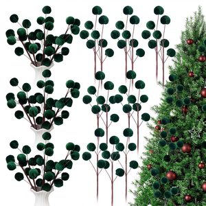 Birchmont 6 Pcs 14 Inch Velvet Christmas Ornaments, Hunter Green, 3.36 ounces