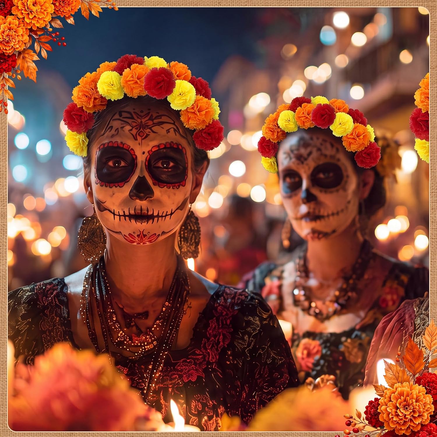 Ashenby 180 Pcs Day of The Dead Marigold Flower, 2in, Orange Yellow Red, 1.2 pounds