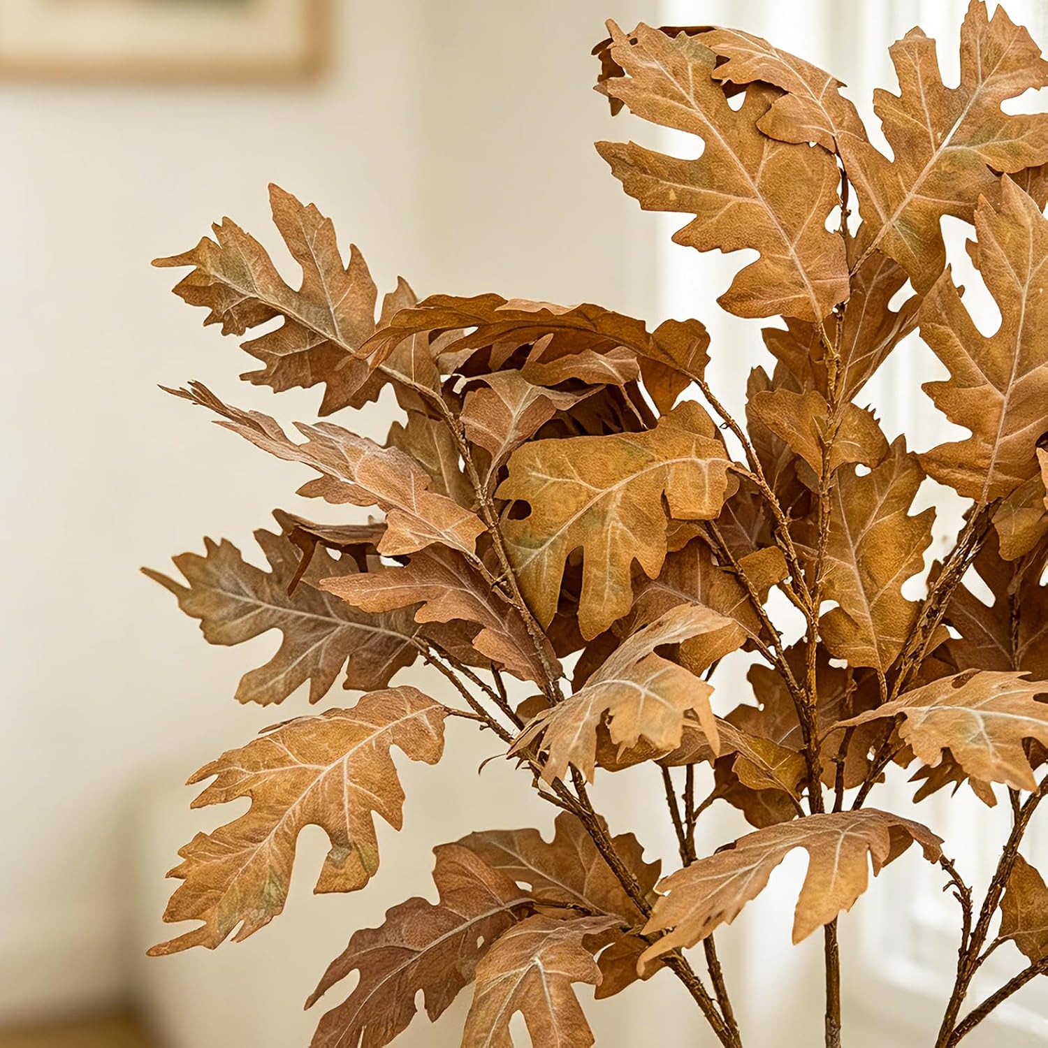 Aldernest 35.4 Inch Fake Leaves 3 Pcs Fake Plants Vintage Branches for Vase Filler, Brown