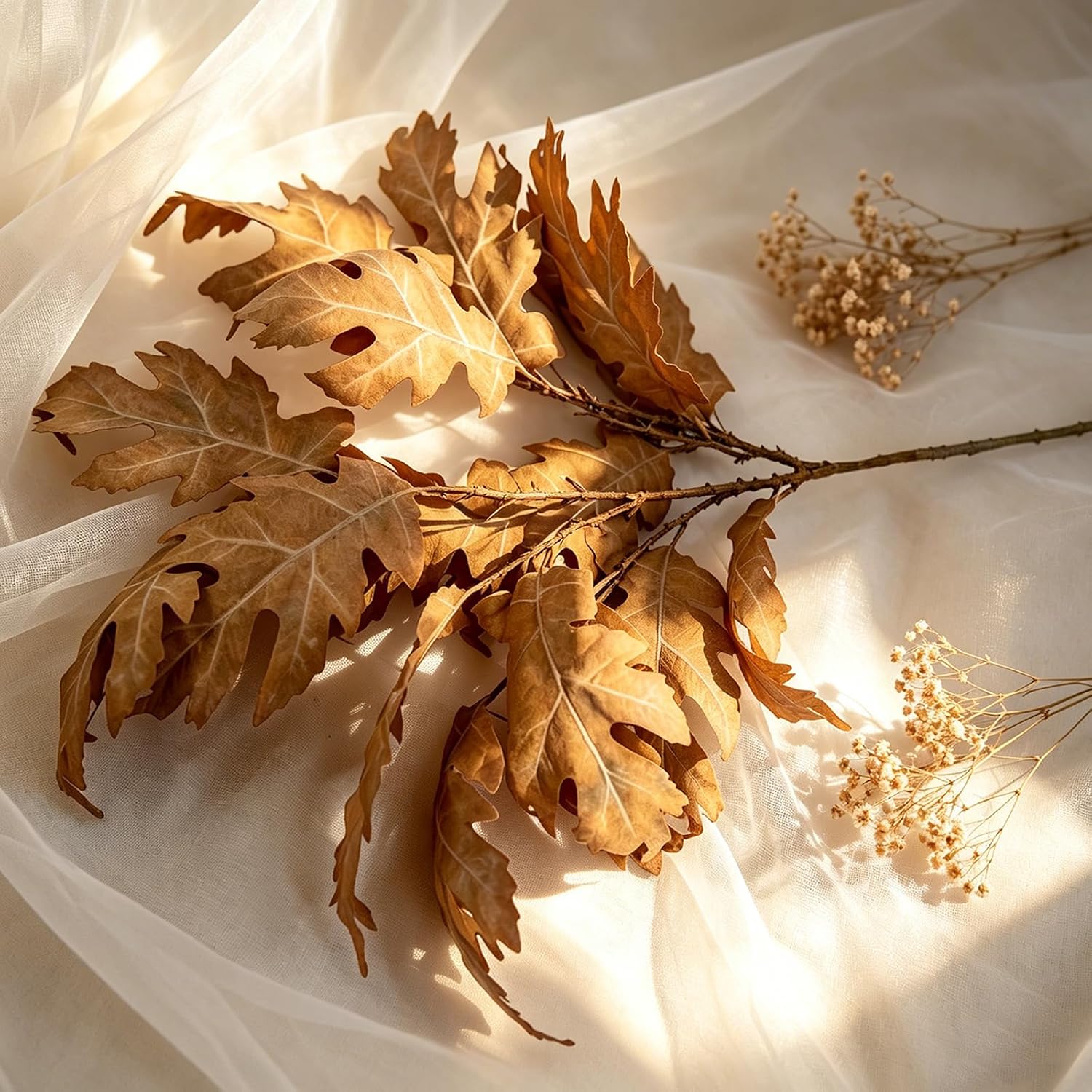 Aldernest 35.4 Inch Fake Leaves 3 Pcs Fake Plants Vintage Branches for Vase Filler, Brown
