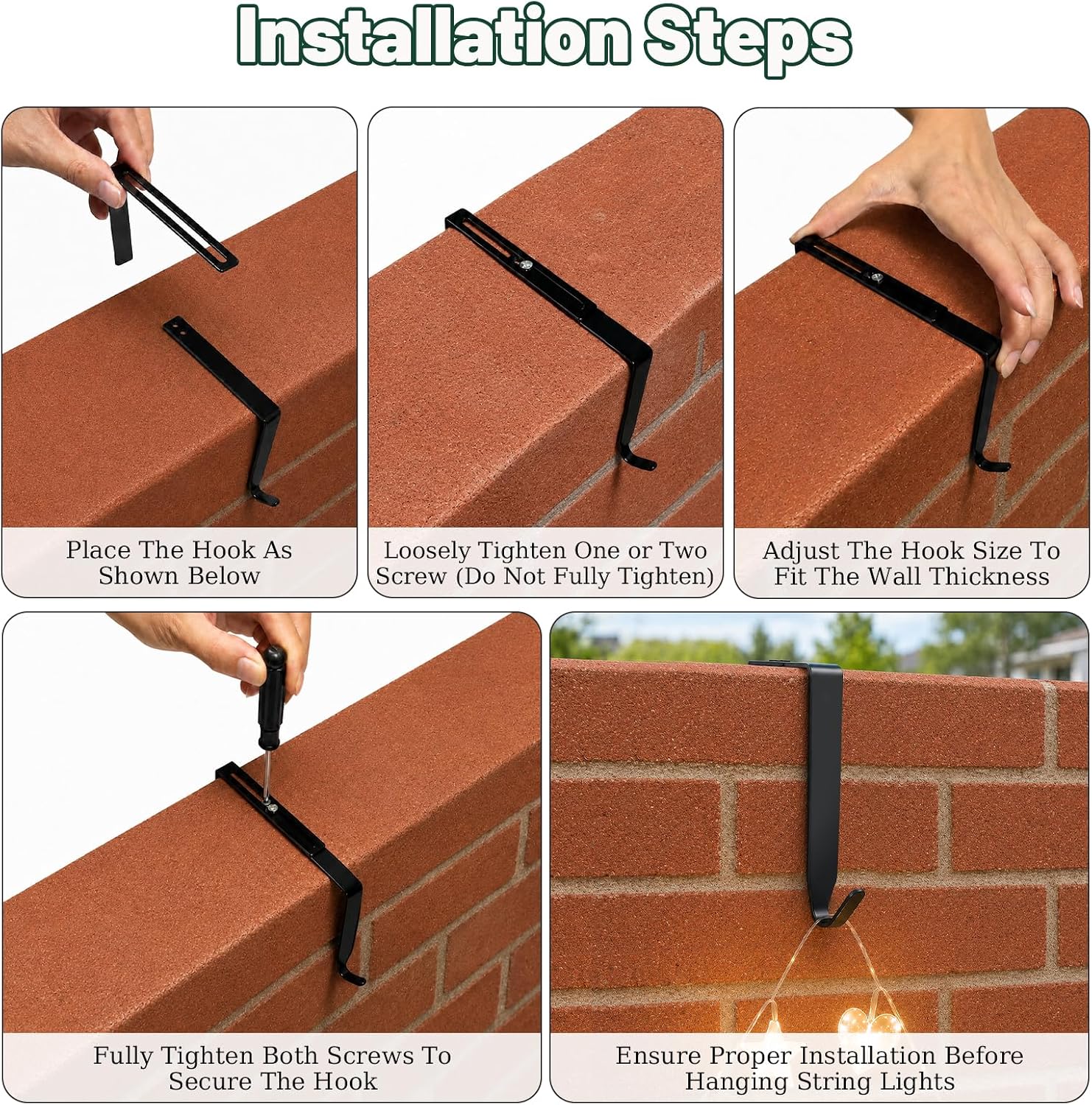 NestoraHome 12 Pcs Adjustable Cinder Block Wall Hangers, 3.5-6.2 Inch Black