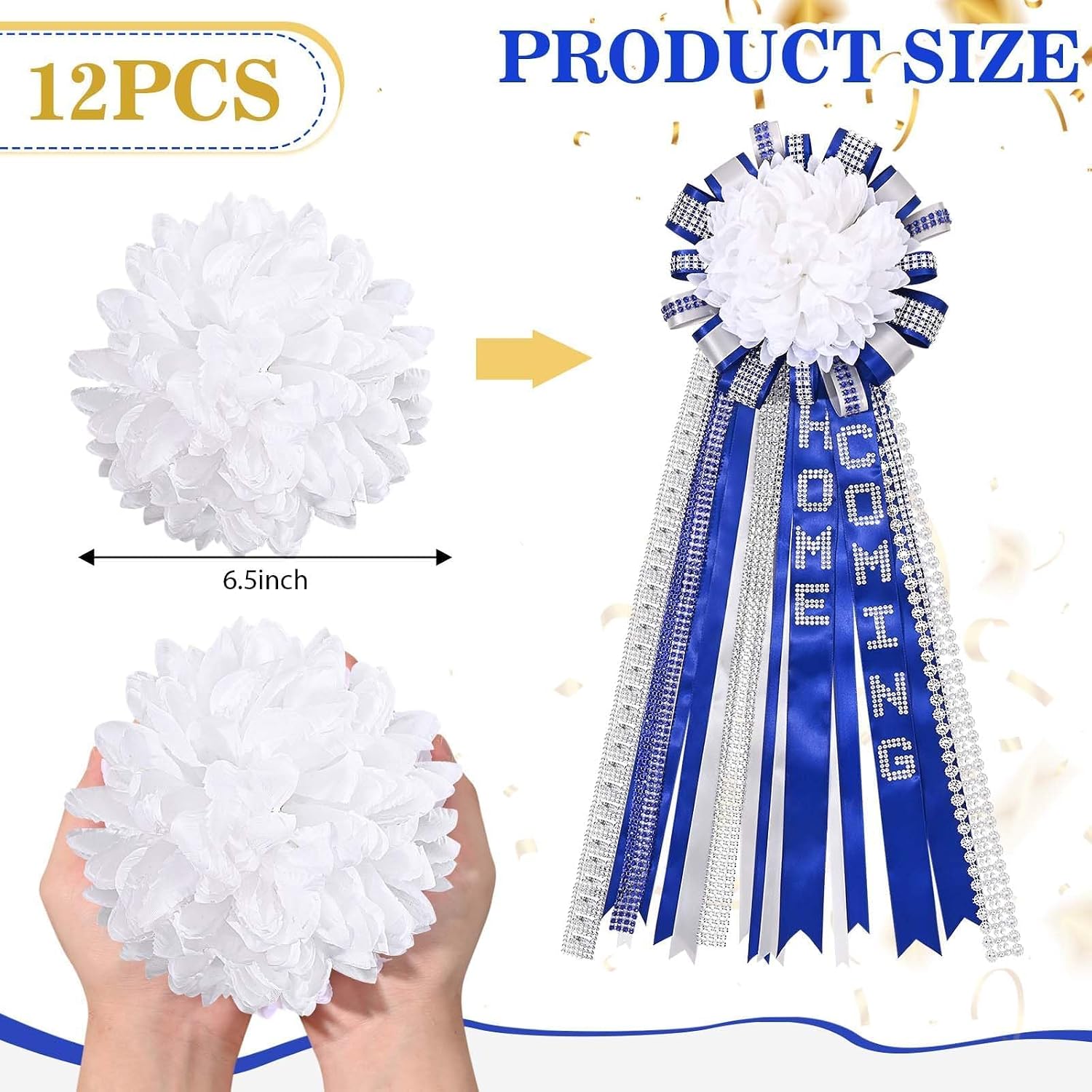 Aldernest 12 Pcs Homecoming Mum Flower 6.5 Inches Mums Artificial Flowers Homecoming Mum Supplies Accessories Mums Accessories Kit DIY Crafts for Back