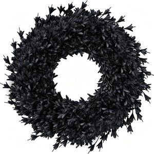 Ashenby 26'' Large Black Artificial Forsythia Halloween Wreath for Front Door, 2.17 Feet