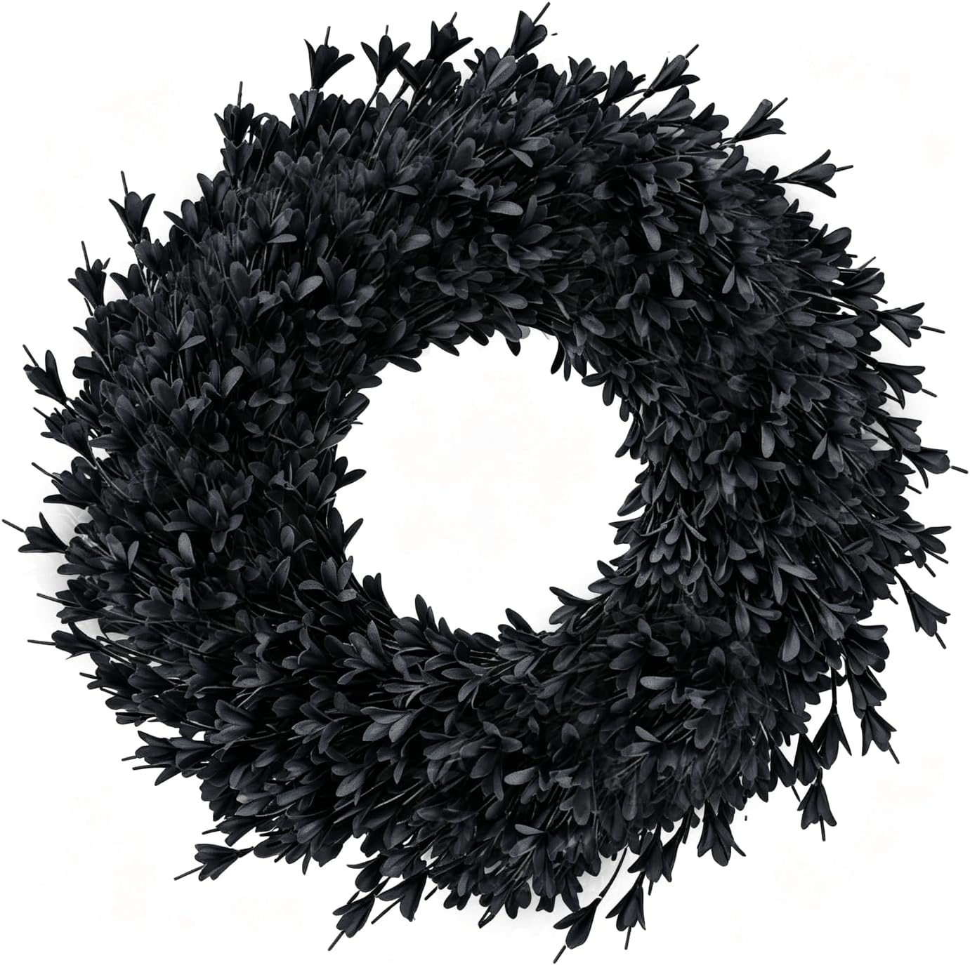Ashenby 26'' Large Black Artificial Forsythia Halloween Wreath for Front Door, 2.17 Feet