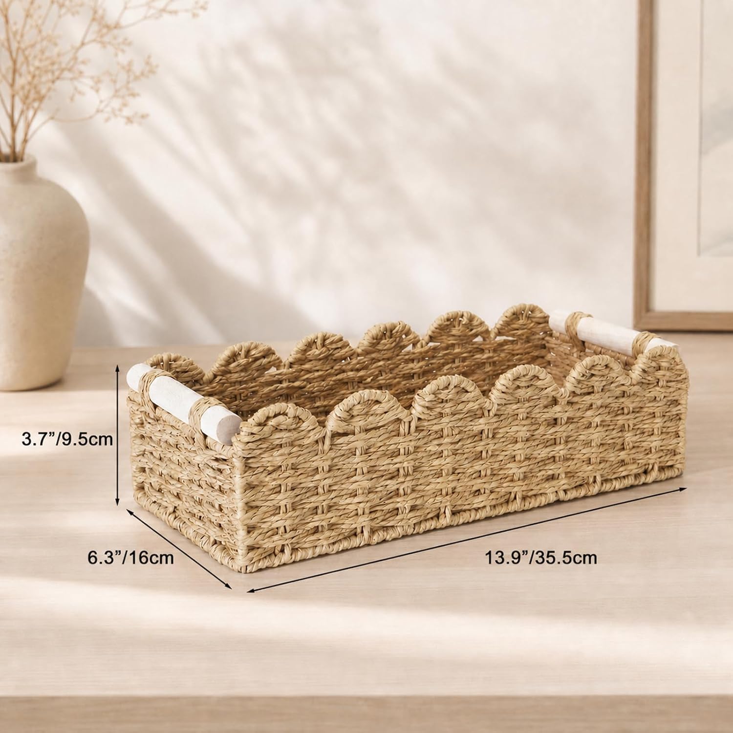 Fernhollow Scalloped Toilet Paper Storage Basket, Back of Toilet Basket 2 Pack