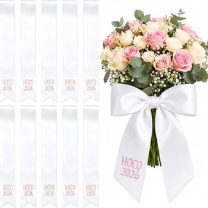 Ashenby 10 Pcs Homecoming Mum Supplies, 2026 HOCO Bouquet Sash Large Bow Ribbon, 8.8 ounces, Pink