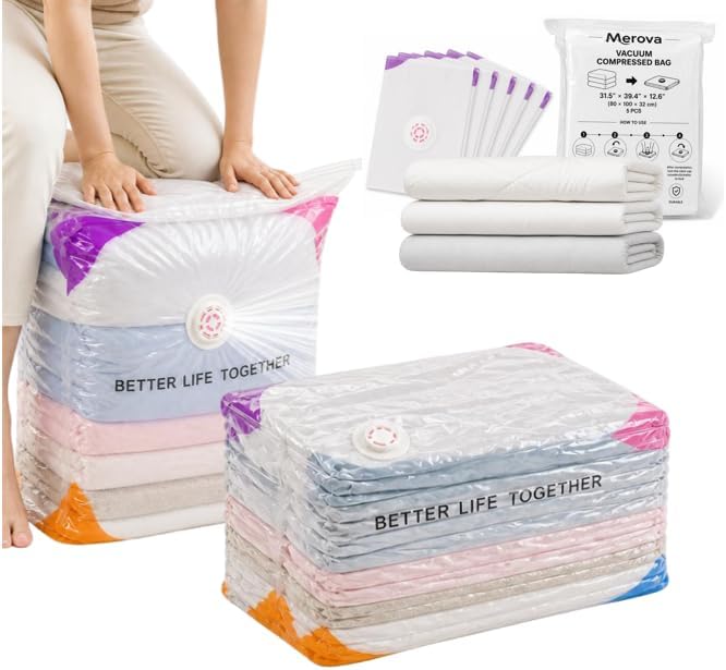 Aldernest 5 Pack XL No-Pump Vacuum Storage Bags, XL 39.4" x 31.5" - 5 Pack