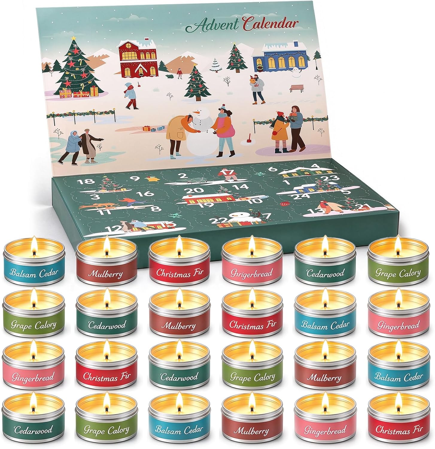 Tanglewick Candle Advent Calendar 2026 for Adults, 24 Day Countdown Calendar Gift Set, Green