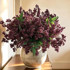 Aldernest 6Pcs Berries Stems Fake Flowers for Vase, Burgundy
