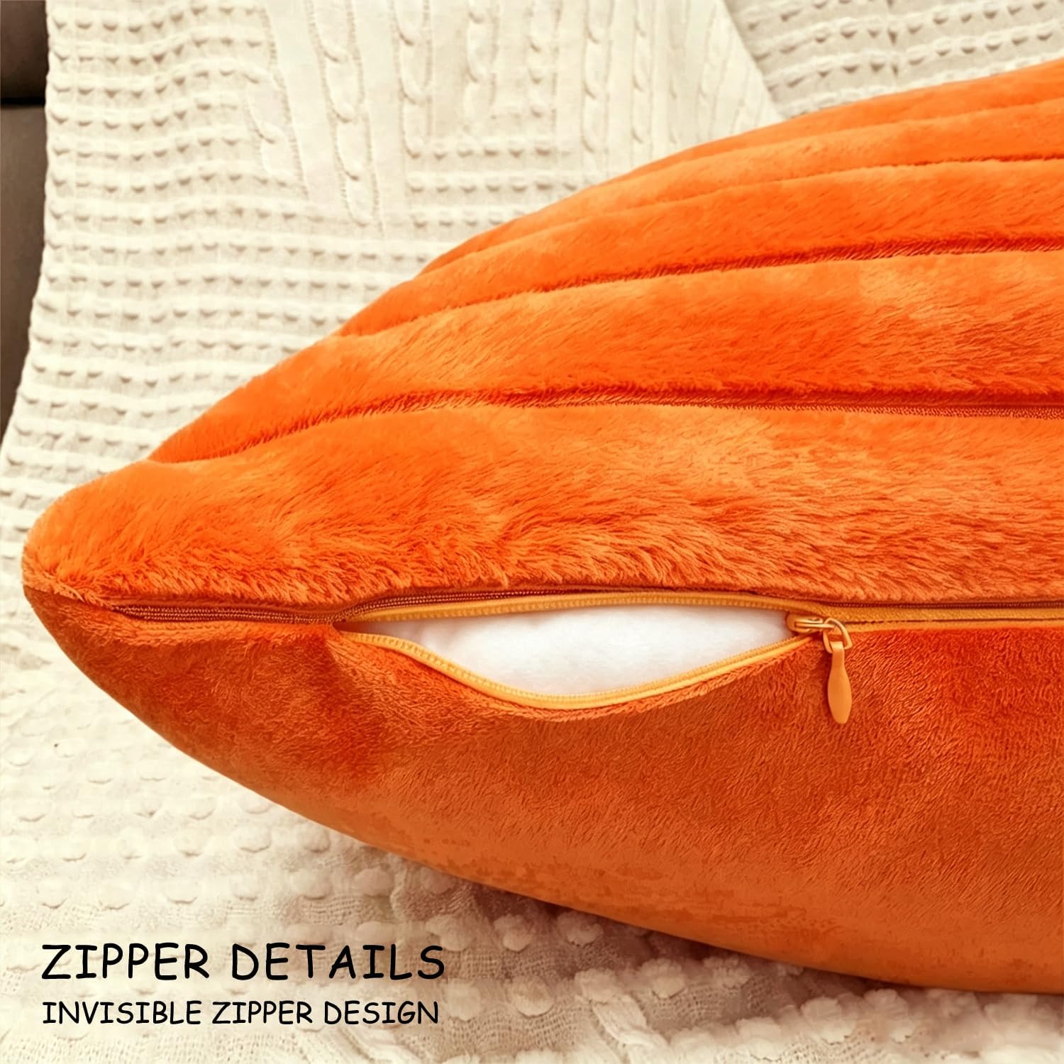Aldernest 2 Pack 22x22 Pillow Cover Velvet Pillow Covers, Orange