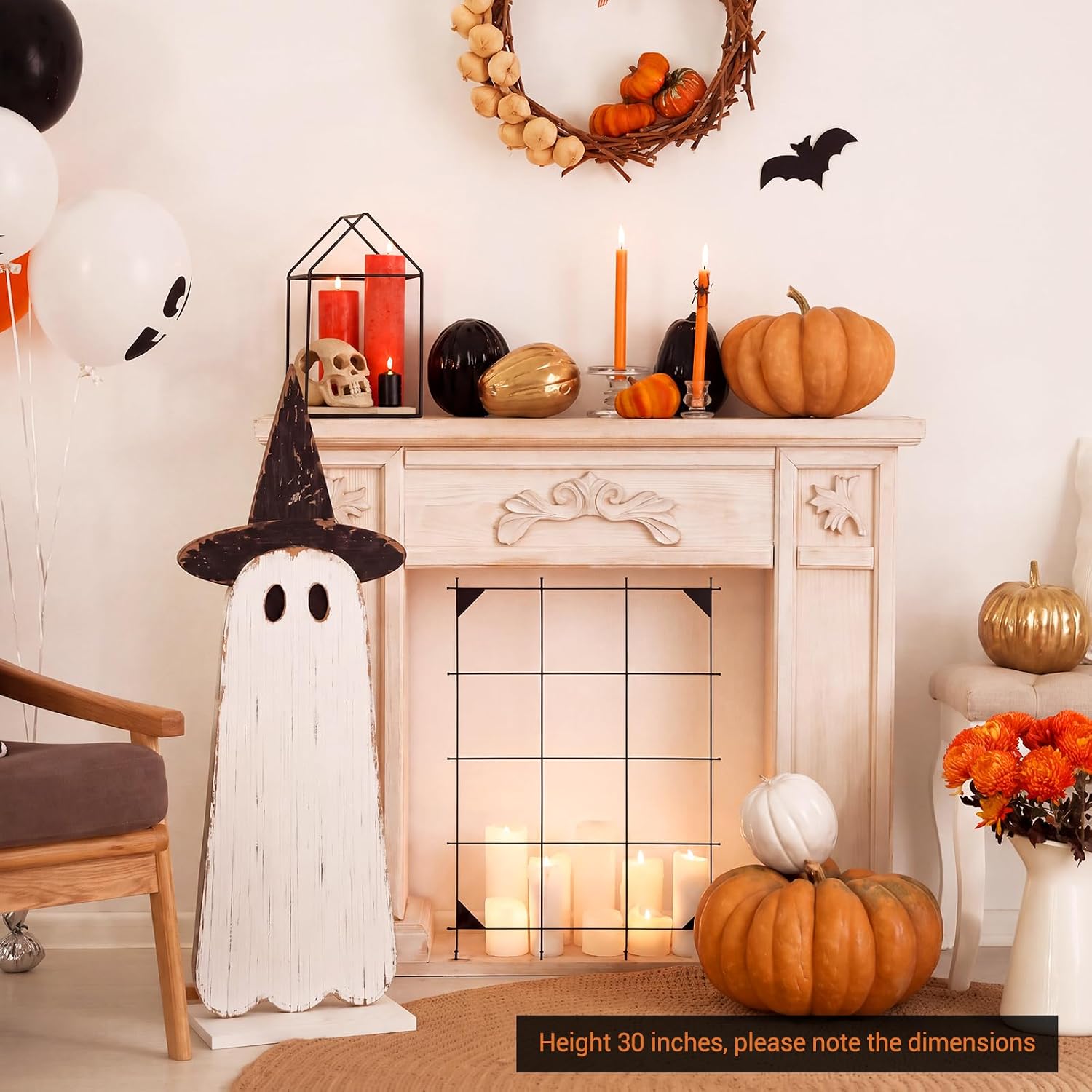 Aldernest 30.2 H Halloween Witch Ghost Porch Sign Standing Wooden Decor, 1.8 pounds, 31 x 11 inches, Classic