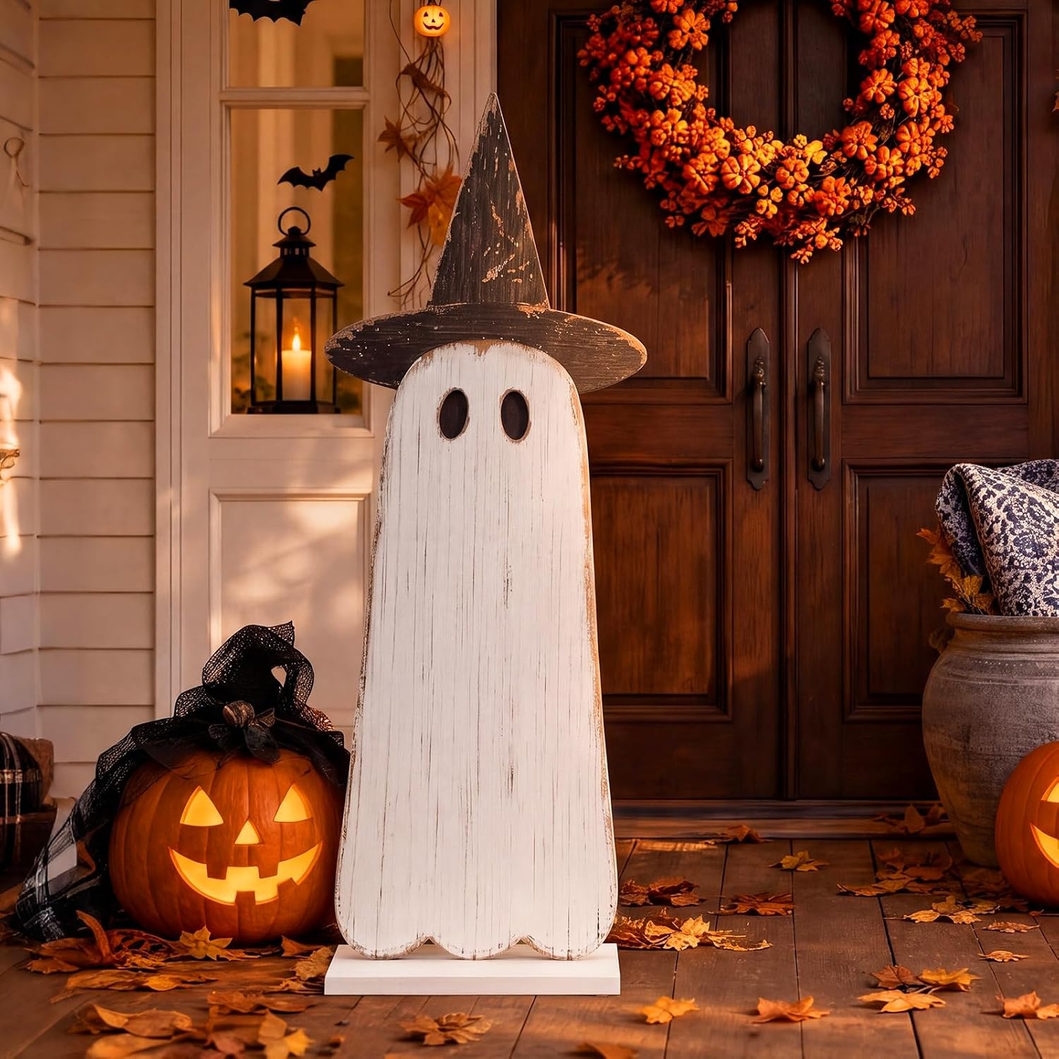 Aldernest 30.2 H Halloween Witch Ghost Porch Sign Standing Wooden Decor, 1.8 pounds, 31 x 11 inches, Classic
