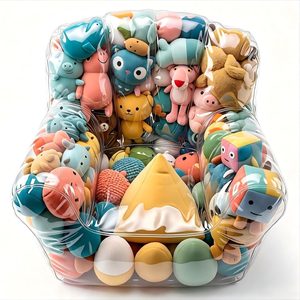 Aldernest Stuffed Animal Storage Chair, Clear Waterproof PVC Large Capacity Stuffed Animal Bean Bag Chair, Transparent