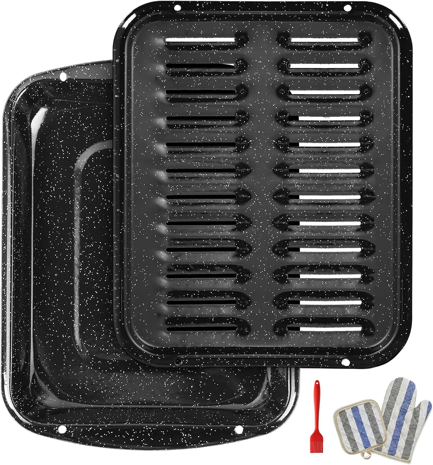 Tanglewick Broiler Pan for Oven16.75" ×13" Nonstick Grill Pan 5-Piece Set, Black, 2