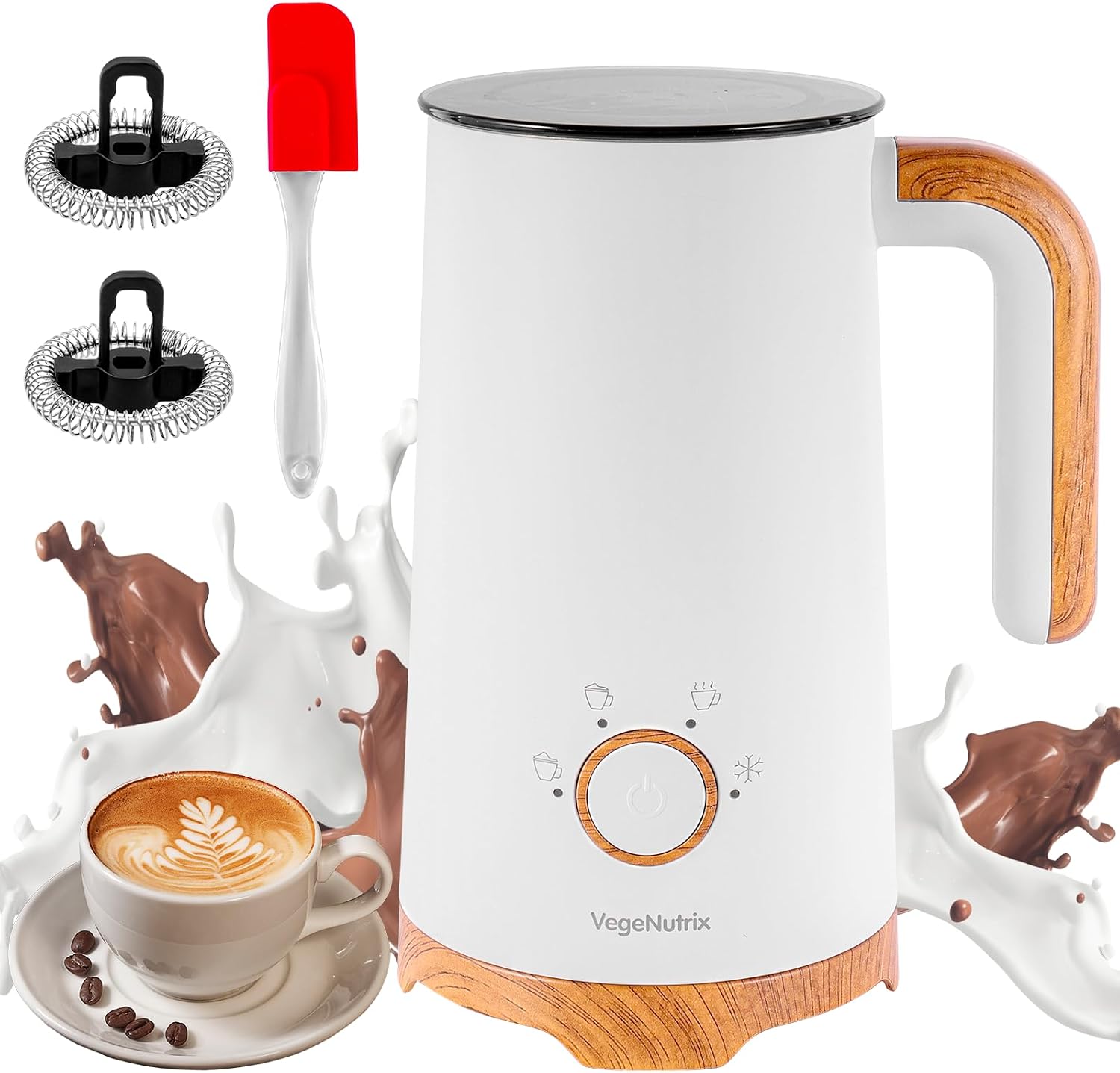 Aldernest Milk Frother, Electric Milk Frother and Steamer 400W, White