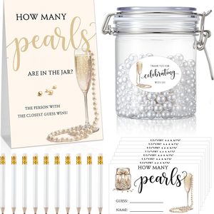Barleyfield 574 Pcs Bridal Shower Guessing Game with Pearls Sign and Cards, 1.36 pounds