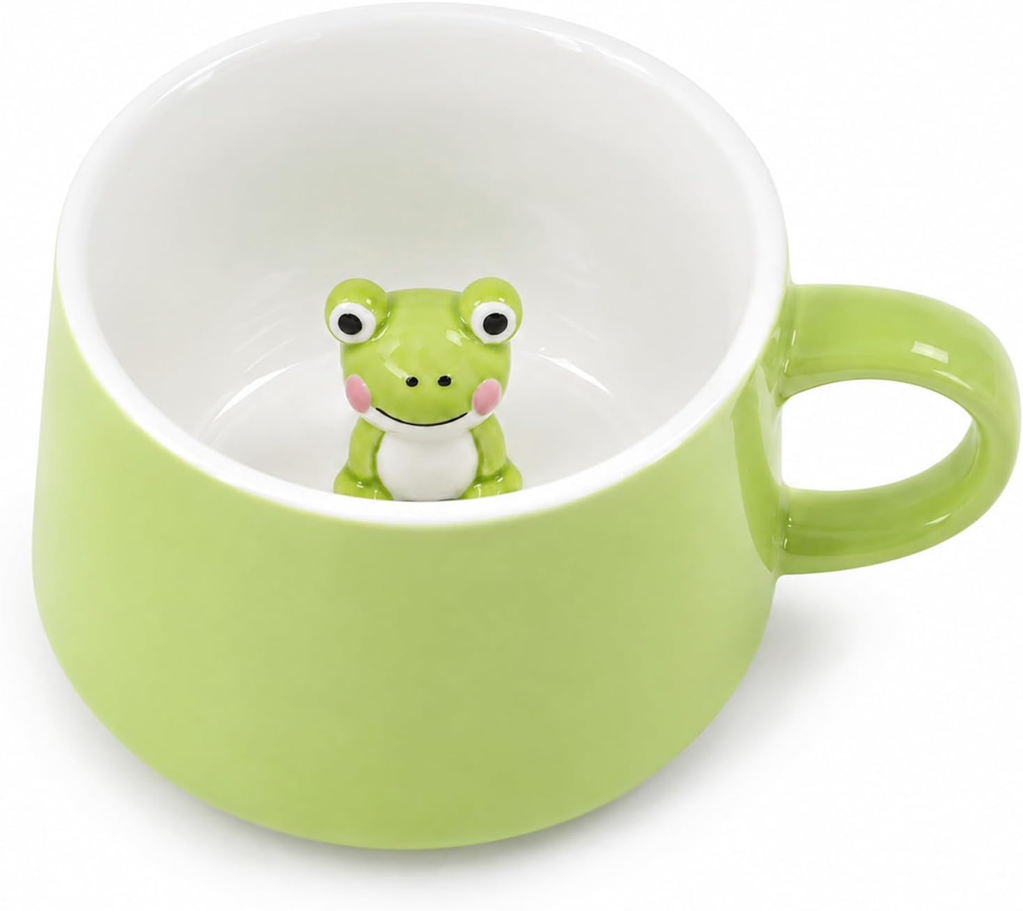 Aldernest 11 oz Frog Coffee Mug Green Ceramic Coffee Cup with Hidden Animal Gifts, 13.44 ounces
