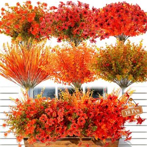 Aldernest 18 Bundles Realistic Fall Artificial Flowers for Outdoors UV Resistant