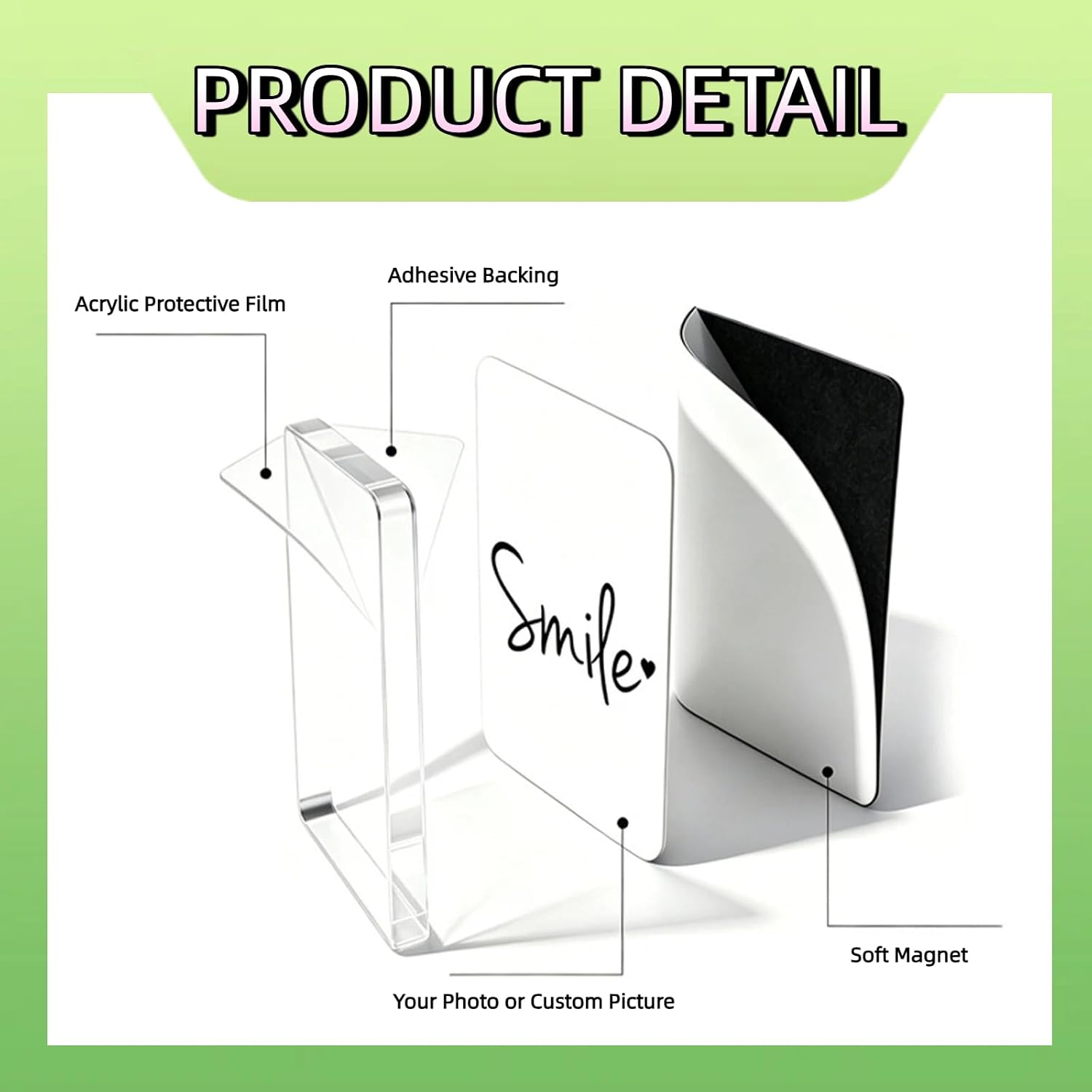 Ashenby 50Pcs Acrylic DIY Fridge Magnet Kit, Magnetic Refrigerator Picture Frames, Rectangle