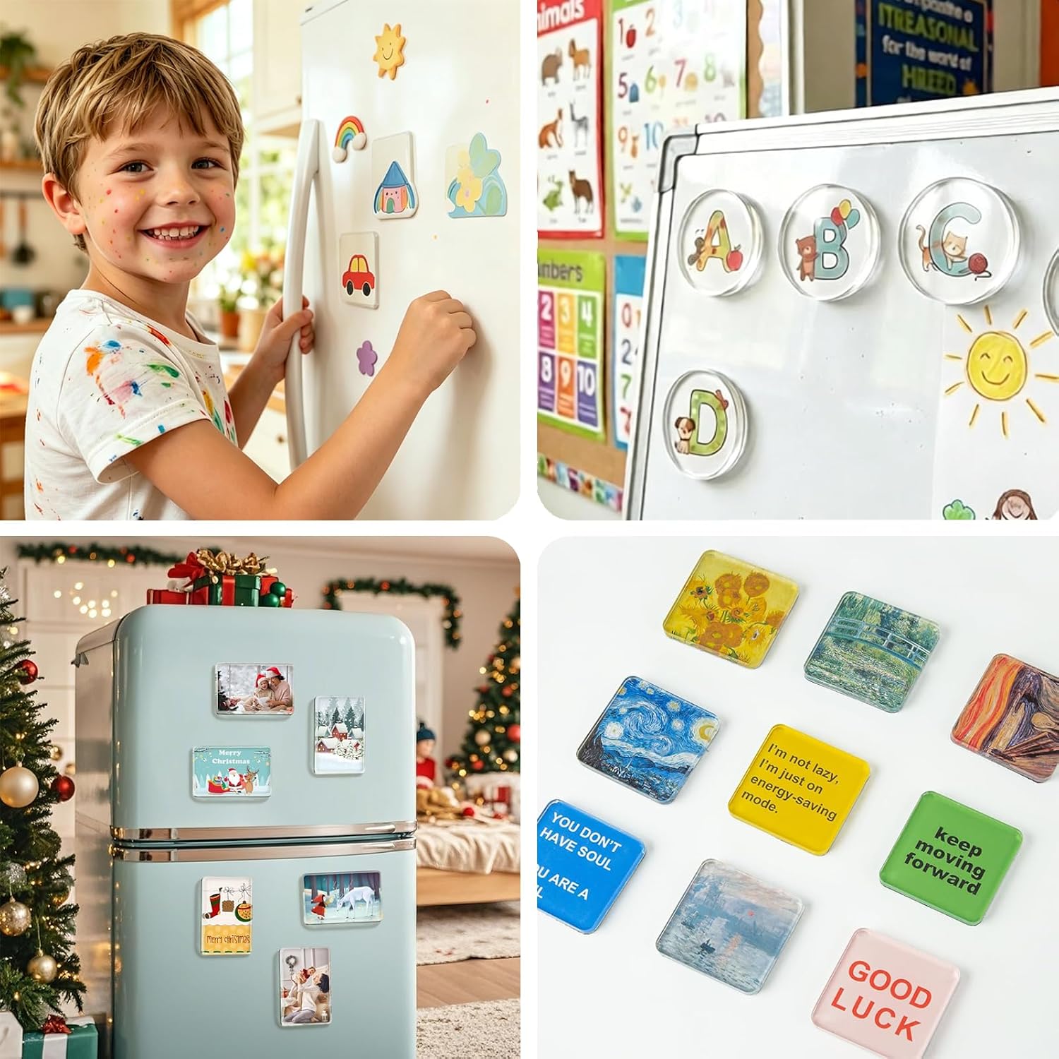Ashenby 50Pcs Acrylic DIY Fridge Magnet Kit, Magnetic Refrigerator Picture Frames, Rectangle