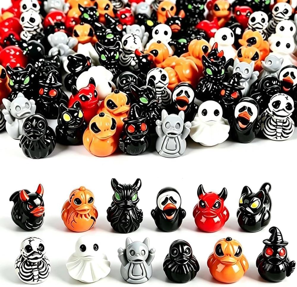 Copperlyn 60Pcs Halloween Mini Resin Ducks Figurines