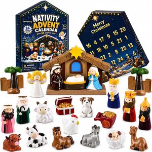 Aldernest Nativity Advent Calendar 2026 Resin Figures Jesus Birth Nativity Scene Set