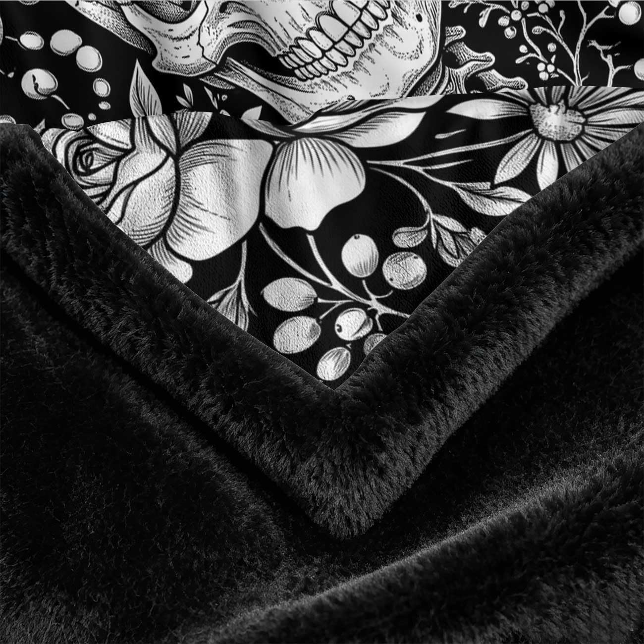 VelloHome Color Your Skull Blanket - Gothic Floral Skeleton Doodle Throw Blanket, Diy Skull