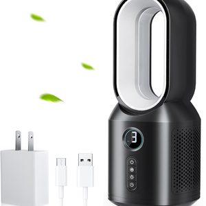 CozyWick Desk Fan, Small Bladeless Table Fan, Small Fan with 3 Speeds and Night Light, Black
