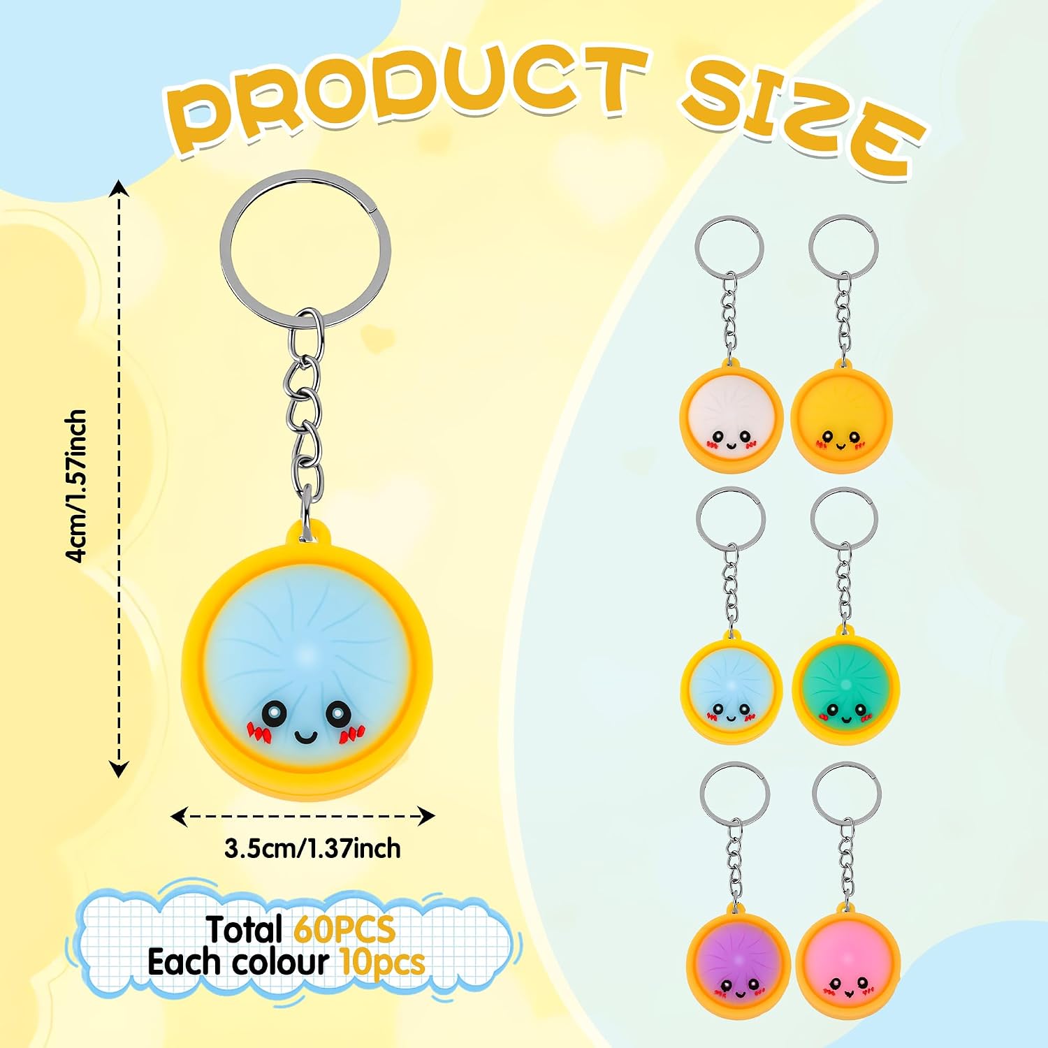 Ashenby 60 Pcs Cute Mini Dumpling Keychains, Steamer Bag Charms