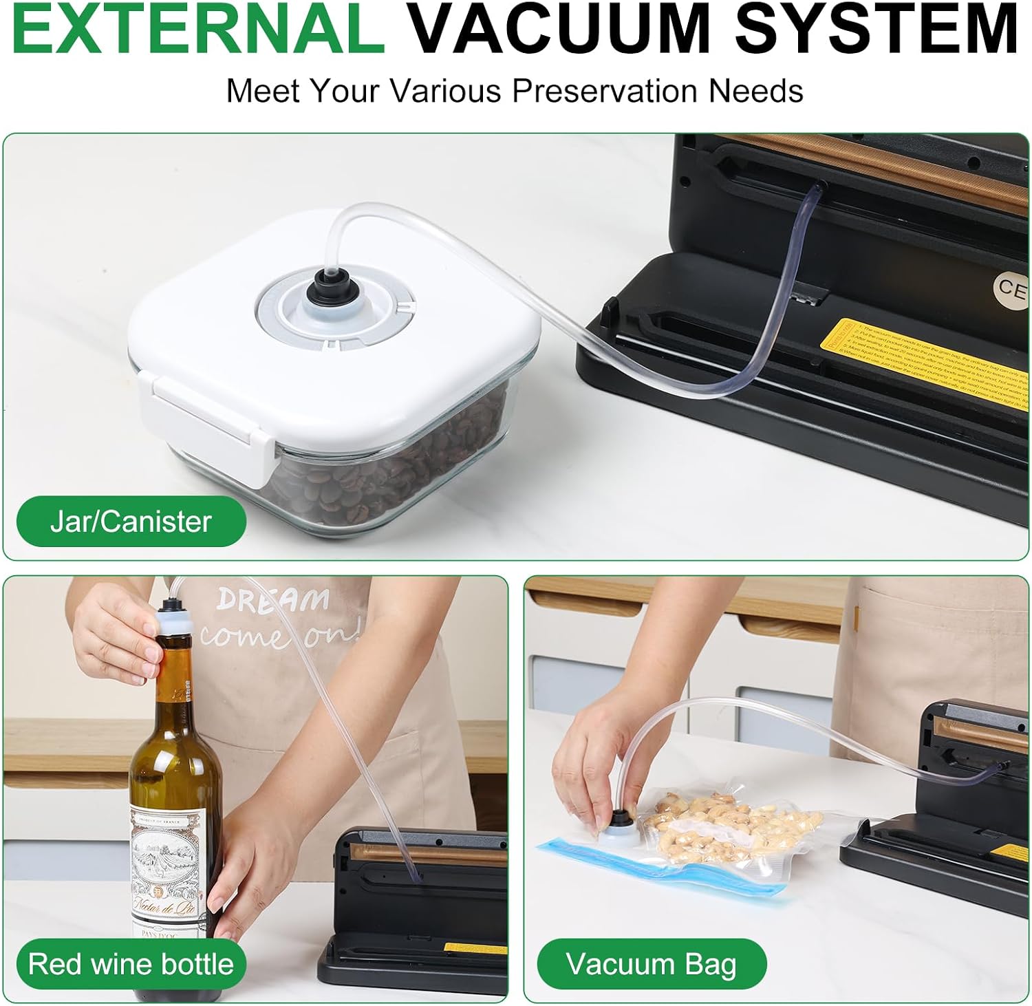 Aldernest Vacuum Sealer Machine for Food, Automatic Compact with Bag Cutter, 1.4 pounds, Black Grey