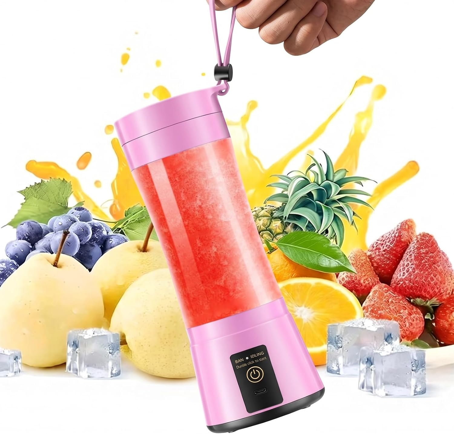 Aldernest Handheld Single Serve On-the-Go Blender - Smoothies & Fresh Juice Blender, Coralpink