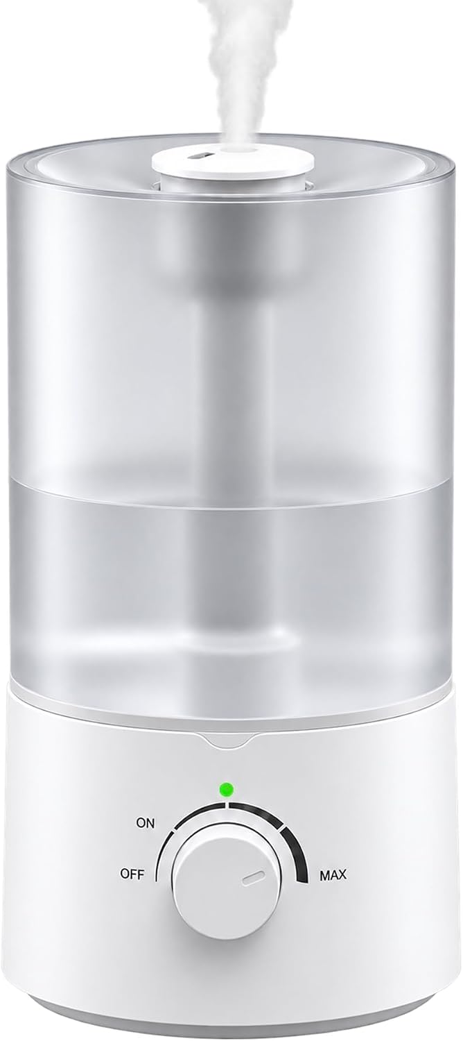 Birchmont 4L Humidifier for Bedroom, Quiet Ultrasonic Humidifier for Large Room, 2.4 pounds, White