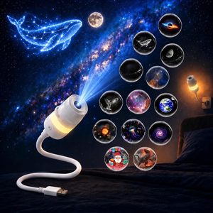 Elmgate Galaxy Night Light, 2-in-1 USB Galaxy Projector Night Light with 13 Films, 5.8 ounces, White