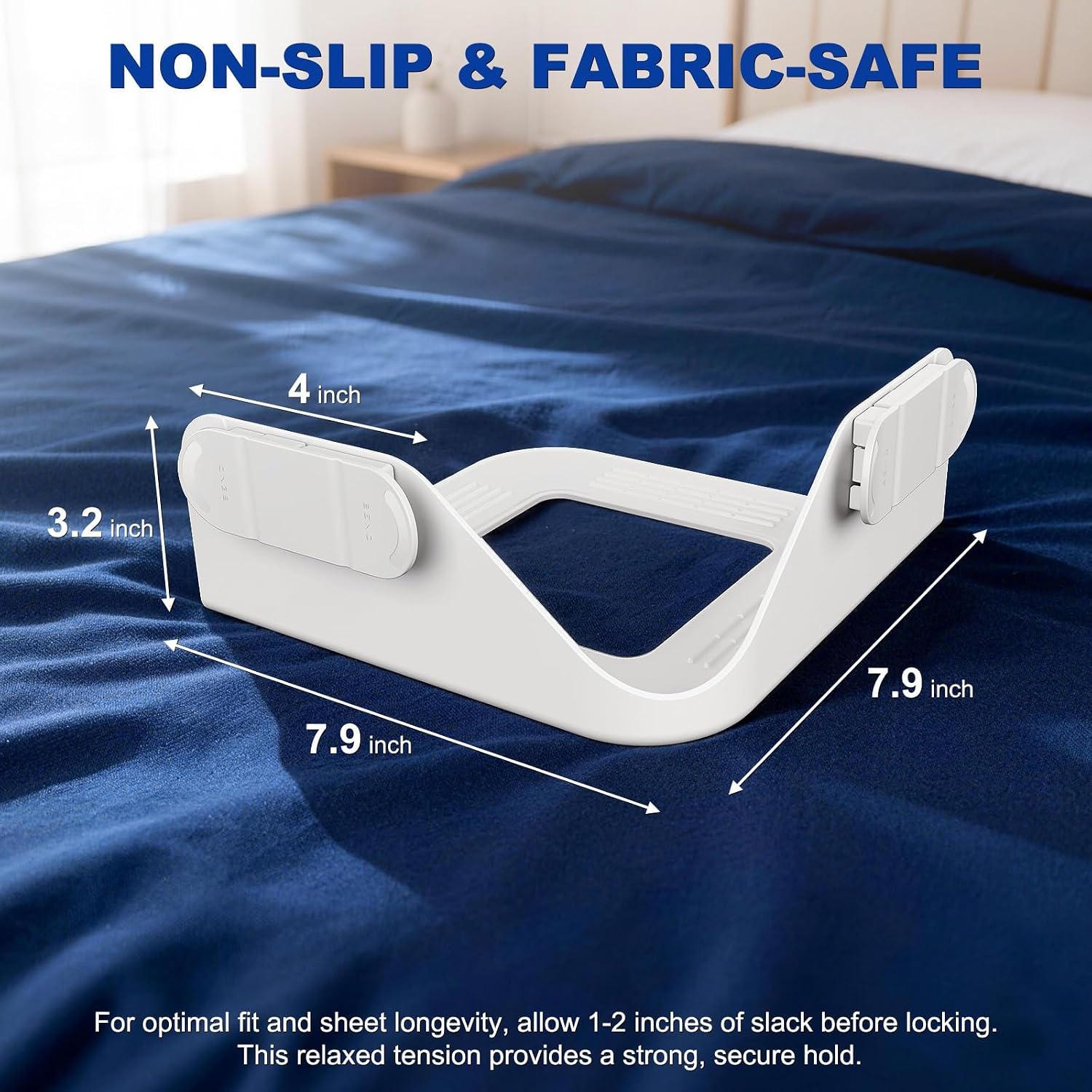 Ashenby Bed Sheet Holders for Corners:4 Pack Non-Stretch External Clips- Fitted Sheet Grippers for Deep Pockets- No-Lift for Dorm & RV Beds