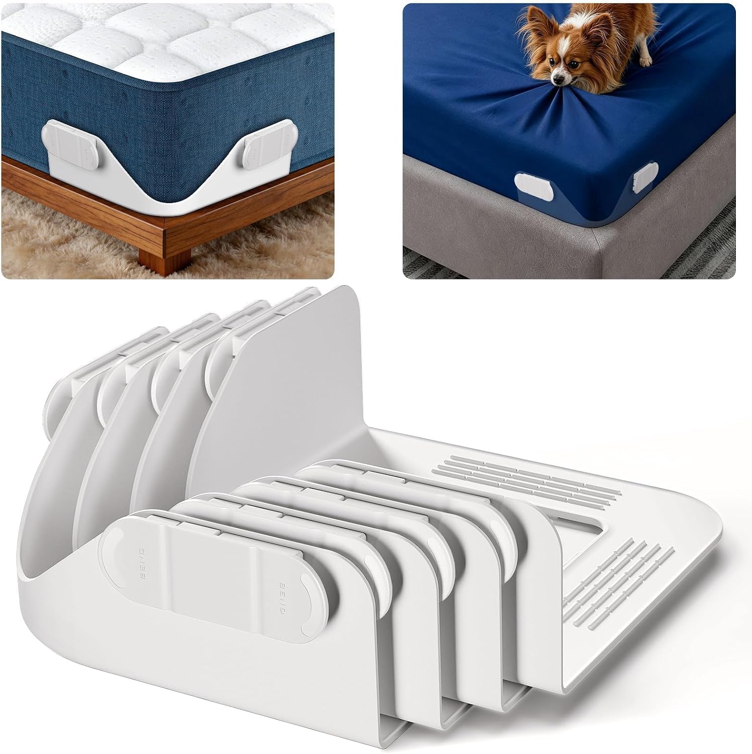 Ashenby Bed Sheet Holders for Corners:4 Pack Non-Stretch External Clips- Fitted Sheet Grippers for Deep Pockets- No-Lift for Dorm & RV Beds